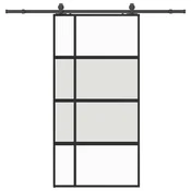Vidaxl Drsna vrata z opremo črna 102,5x205 cm kaljeno steklo