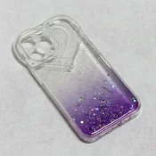 Maska za telefon Heart Glitter za iPhone 13 Pro 6.1 providno-ljubicasta