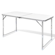 VIDAXL zložljiva aluminijasta miza za kampiranje z nastavljivo višino (120x60cm)