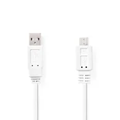 Nedis USB kabel | USB 2.0 | USB-A moški | USB Micro-B moški | 480 Mbps | Ponikljano | 1,00 m | Stanovanje | PVC | Bela | Plastična vrečka