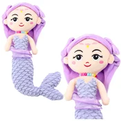 Plišasta igrača sirena s pletenim repom 32 cm - vijolična