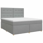 vidaXL Postelja boxspring z vzmetnico Svetlo siva 140 x 200 cm Blago