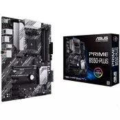 ASUS PRIME B550-PLUS AM4 ATX matična plošča - AMD B550 4xDIMM DDR4 2xM.2 6xSATA PCIe 4.0 1Gb Ethernet 1xDisplayPort 1xHDMI with Aura Sync RGB headers support - 90MB14U0-M0EAY0
