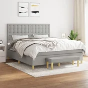vidaXL Box spring postelja z vzmetnico svetlo siva 180x200 cm blago