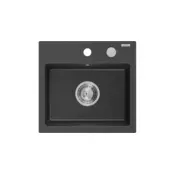 Mexen Milo pomivalno korito iz granita, enojno, 435 x 410 mm, črno s pegami, sifon kromiran - 6505441000-76