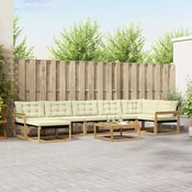 Set vanjskih sofa 8 pcs Bijela i krem Cvrsto drvo akacije