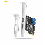 AXAGON PCEU-232RS, krmilnik PCIe, 2+2x vrata USB 5Gb/s, napajanje SATA, Renesas PD720201, SP in LP