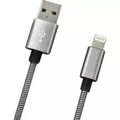 Podatkovni kabel Apple Lightning kovinski 1M 2A, srebrn, Eko embalaža
