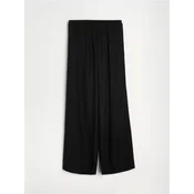 Sinsay - Wide leg pantalone sa viskozom i dodatkom lana - crno