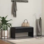 vidaXL Haldna klop z blazino Črna Orehovina 80 x 38 x 46 cm