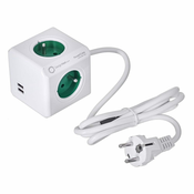 Design Nest Powercube extended usb 1,5 m - zelena