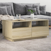 Stolic za kavu s LED svjetlima boja hrasta sonome 90x49x40 cm