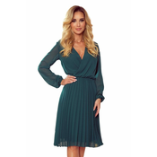 Pleated dress with a neckline and long sleeves Numoco