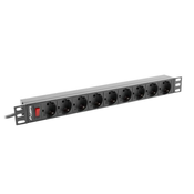 Lanberg Rack omrežna napajalna letev 19 1U, 16A, 9xSchuko