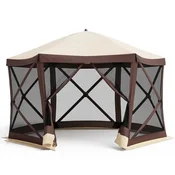 Costway Pop-up paviljon za 6-8 oseb 355x300x230 cm s 6 mrežami proti komarjem in zadrgo na vratih