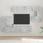 10-dijelni set TV ormarića siva boja betona konstruirano drvo