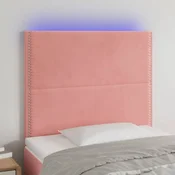 LED uzglavlje ružicasto 90x5x118/128 cm baršunasto