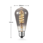 Lucande LED-žarnica E27 ST64 4 W, dimna, 1.800 K, z možnostjo zatemnitve - dimno siva - Steklo