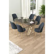 Hanah Home Set Trpezarijski sto i 6 stolica Lai, Antracit