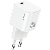 USAMS USAMS JO Series CC260 20W USB-C stenski polnilnik + 1m USB-C/USB-C kabel bele barve