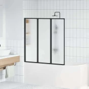 vidaXL Tuš stena Črna 120 x 2 x 117 cm Aluminij