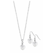 Set minduše i ogrlica - srce - ljubicasta ( ART001845 )