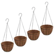 Vidaxl Viseče korito 4 kosi podloga iz kokosa črna O 30x52 cm jeklo