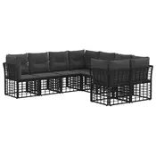 Set vanjskih sofa s jastukom 8 pcs Crna i tamno siva Poliester