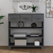 vidaXL Konzolna mizica temno siva 90x35x90 cm trdna borovina
