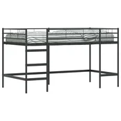Vidaxl Postelja z loft tipom za otroke Črna 107 x 200 cm Jeklo