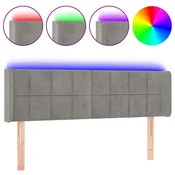Vidaxl LED posteljno vzglavje svetlo sivo 147x16x78/88 cm žamet