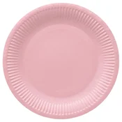 shumee Okrogli papirnati krožnik Svetlo roza premera 23 cm 8 kosov.