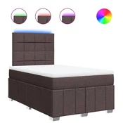 Vidaxl Box spring postelja z vzmetnico temno rjav 120x200 cm blago