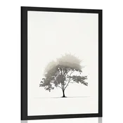 Plakat minimalistično listnato drevo - 40x60 silver