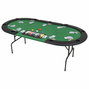 vidaXL Sklopivi trodijelni stol za poker za 9 igraca ovalni zeleni