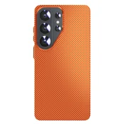 AVIZAR Etui za Galaxy S26 Ultra videz aramida združljiv Qi2/MagSafe/PixelSnap, Oranžna, (5000274927)