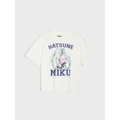 Sinsay - Pamučna oversize majica s printom Hatsune Miku - krem