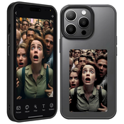 Personaliziran ovitek z zaslonom InkStyle NFC za iPhone 14 Pro - Viralen ovitek s prikazom poljubnih fotografij in slik - black