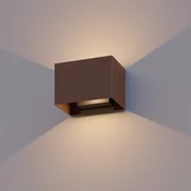 Calex zunanja stenska svetilka Rectangle up/down, višina 10 cm, rjavo-rdeča - Sodobni - Aluminij