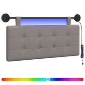 Vidaxl Viseče vzglavje postelje Z LED svetlobo Taupe Blago