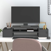 Stalak za monitor sivi 70 x 27,5 x 15 cm od masivne borovine