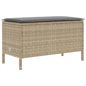 Vidaxl Vrtnarski puf Bež in svetlo siva 80 x 38 x 42 cm PE ratan