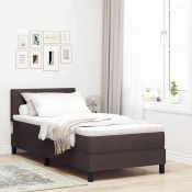 Vidaxl Postelja z vzmetnico z vzmetnico Temno rjava 100 x 200 cm blago
