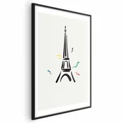 shumee Plakat - Črna ilustracija Eifflovega stolpa na svetlem ozadju