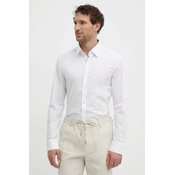 Košulja BOSS za muškarce, boja: bijela, slim, s klasicnim ovratnikom