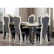 Casa Padrino luxury baroque dining room set blue/white/bronze/gold - 1 Baroque Dining Table & 6 Baroque Dining Chairs - Baroque dining room furniture - Baroque style furniture