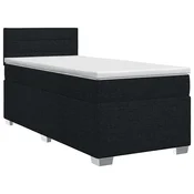 vidaXL Postelja boxspring z vzmetnico Črna 90 x 200 cm Blago