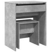Vidaxl Toaletna mizica in stolček betonsko siva 60x40x113,5 cm