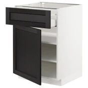 METOD / MAXIMERA Podni element s fiokom/vratima, bela/Lerhyttan crno bajcovano, 60x60 cm