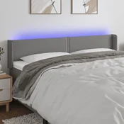 Vidaxl LED posteljno vzglavje temno sivo 183x16x78/88 cm blago
